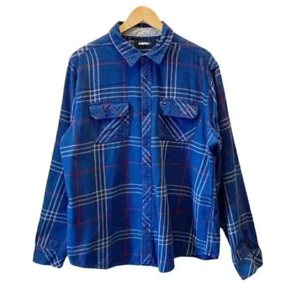 Tony Hawk Flannel Button Front Shirt Long Sleeves Blue Plaid Size XL - Picture 1 of 14